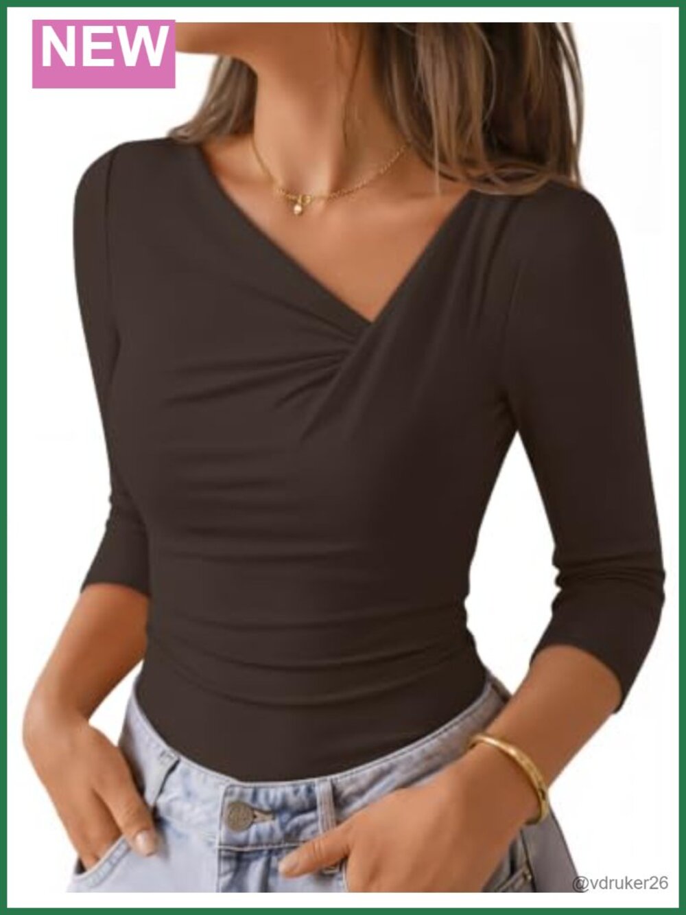 ZESICA Womens 3/4 Sleeve Asymmetrical Neck Ruched Going Out Top